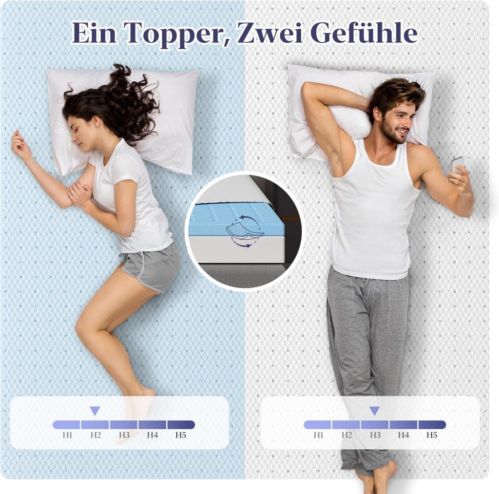 BedStory 2-in-1 Topper zwei Haertegrade H2 und H3