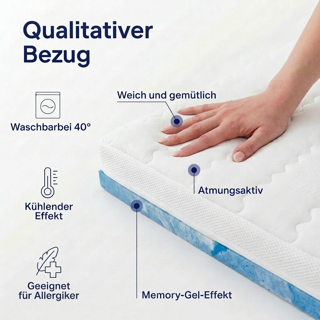 Mister Sandman Premium Gelschaum Topper – Nahaufnahme von Bezug und Materialstruktur