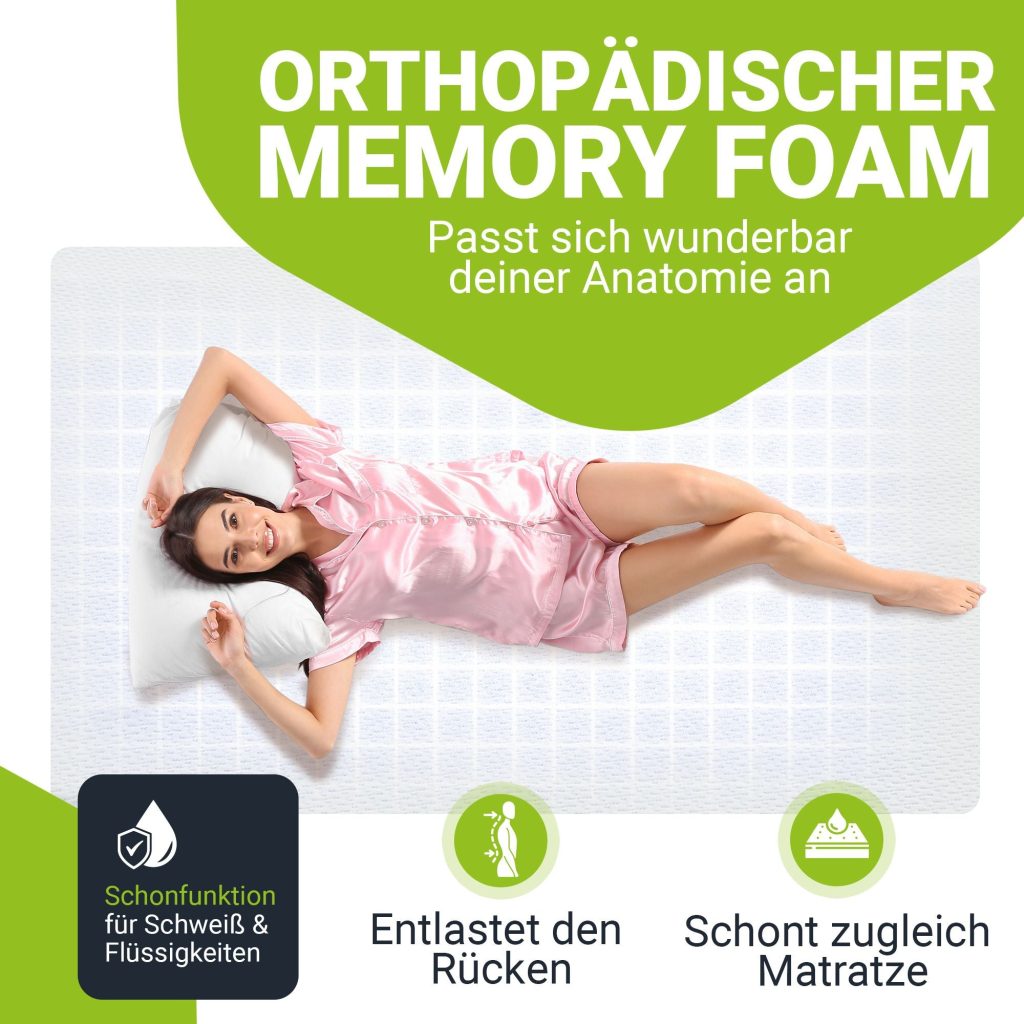 Juskys Orthopädischer Matratzentopper aus Memoryschaum Topper – Produktfoto auf weißem Hintergrund