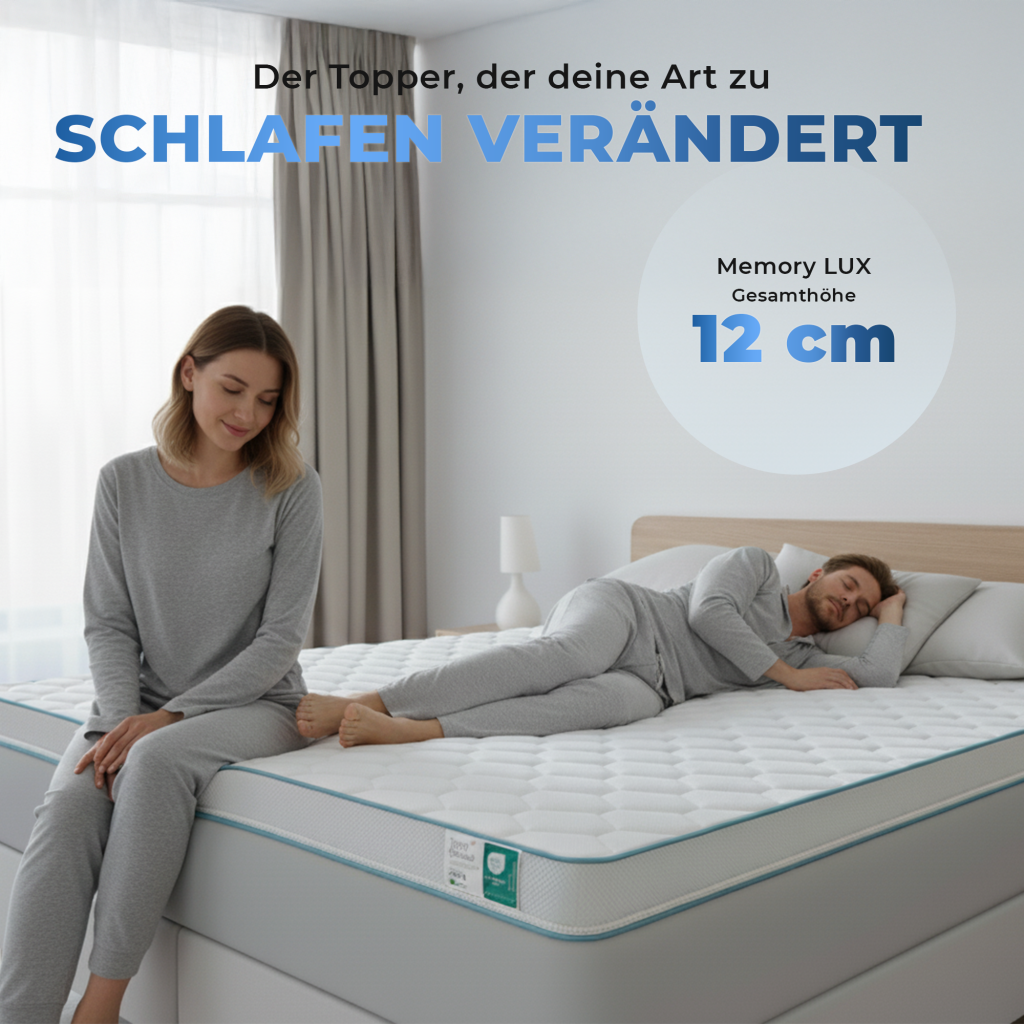 Tesla Dreams MEMO LUX Topper im eingerichteten Schlafzimmer
