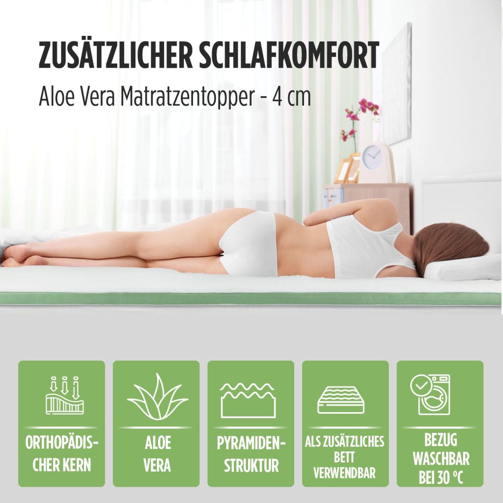 Vitapur Matratzentopper AloeVera 4 cm Topper – Nahaufnahme von Bezug und Materialstruktur