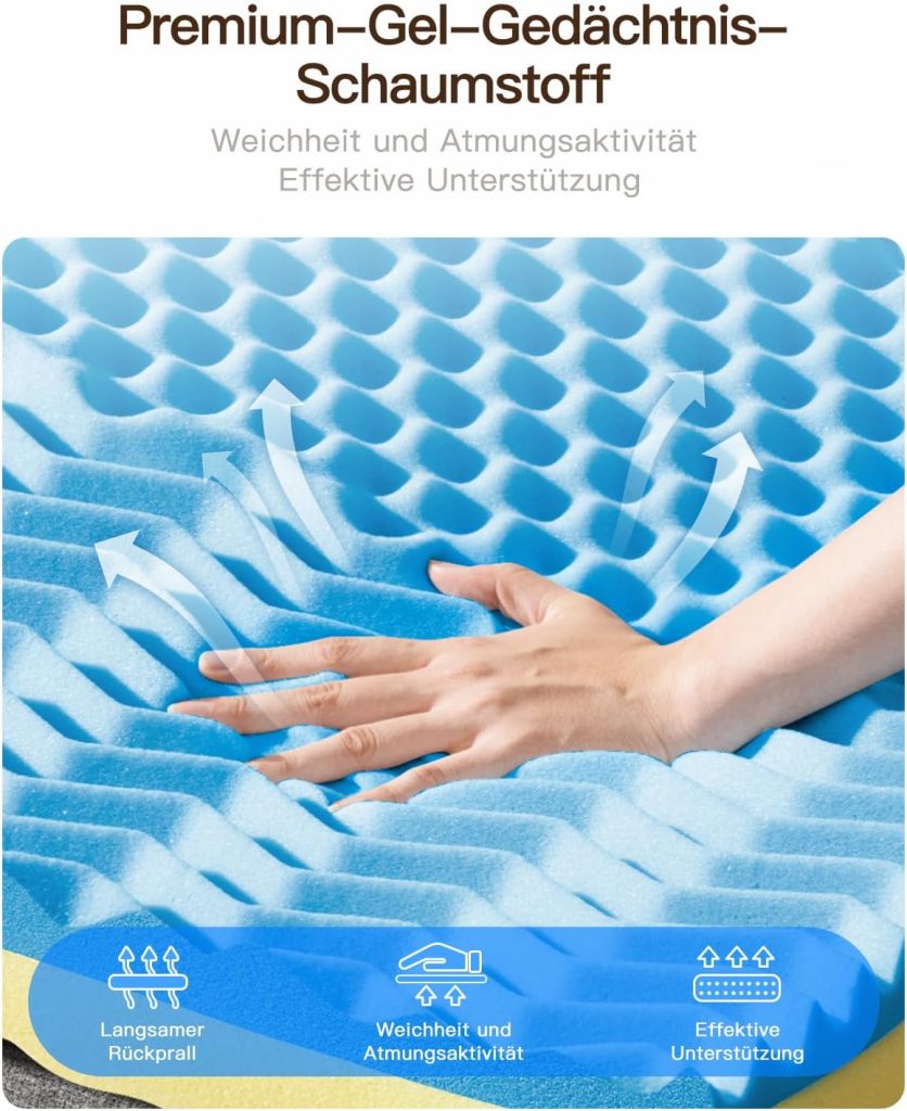 Nytral Topper 180×200 H3 & H4 Gelschaum – Nahaufnahme von Bezug und Materialstruktur