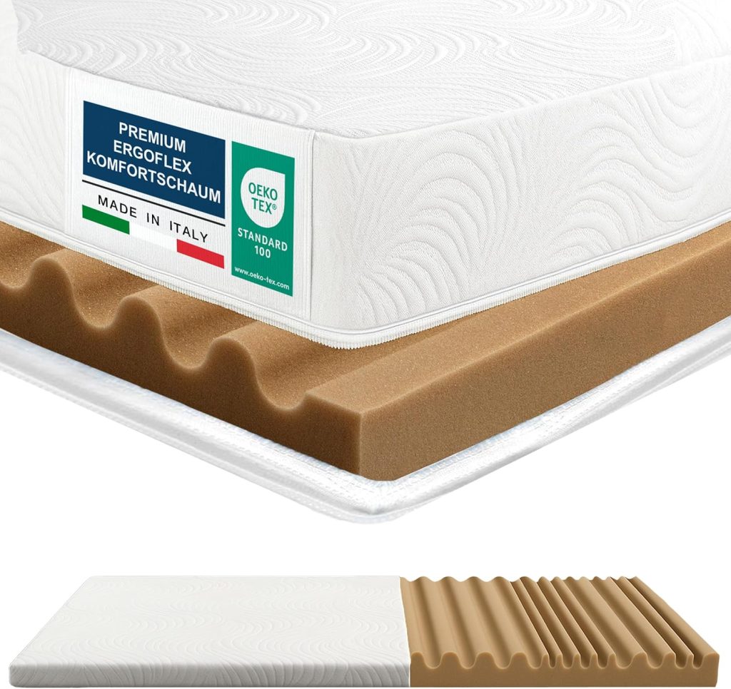 Dolci Sogni 7-Zonen Memory-Foam Topper – Nahaufnahme von Bezug und Materialstruktur