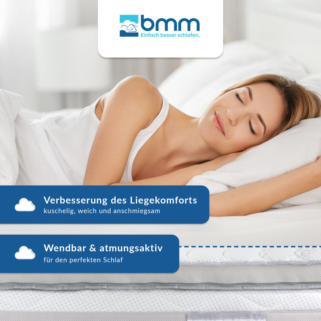 BMM Topper Komfort auf einem Bett im Schlafzimmer