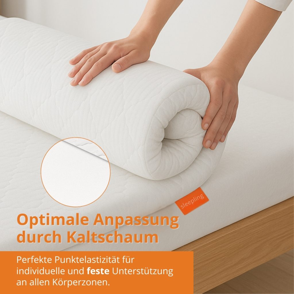 Sleepling Kaltschaum Topper – Nahaufnahme von Bezug und Materialstruktur