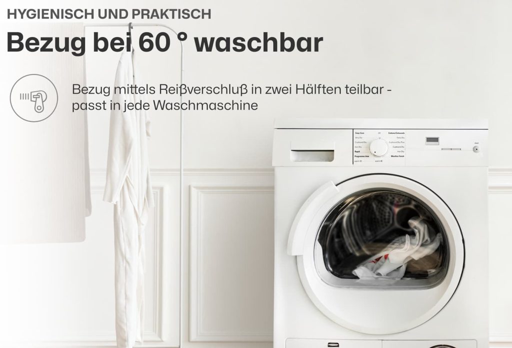 Ravensberger Gel-LUX 50 Topper auf einem Bett im Schlafzimmer