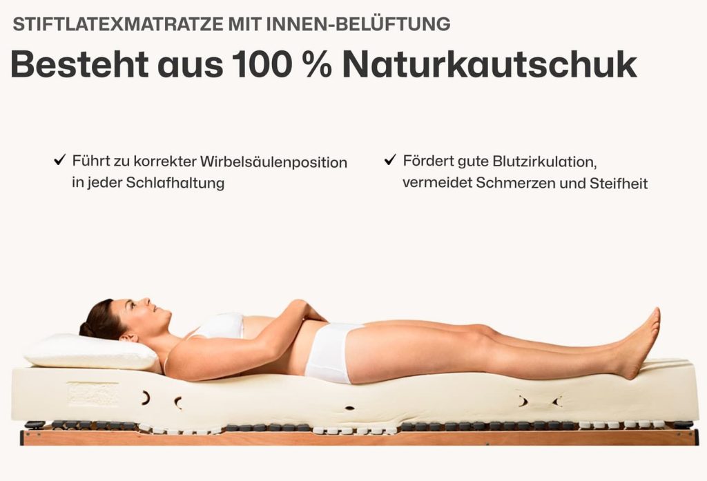Ravensberger Komfort-NATURA – Stiftlatexkern aus 100 % Naturkautschuk mit Innenbelüftung