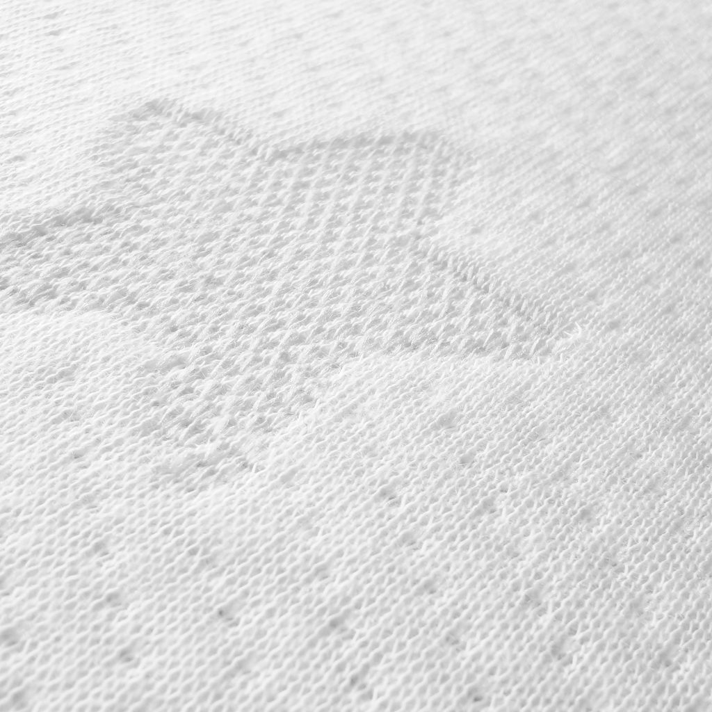 Roba Laufgittermatratze AIR – Nahaufnahme des Jacquard-Bezugs