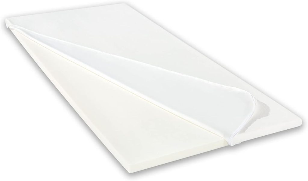 Concord Memory-Schaum Topper: aufgeklappte Ecke zeigt Aircell-Komfortschaumkern und abnehmbaren Tencel-Bezug