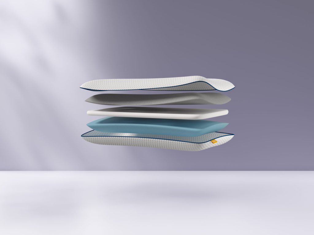 Emma Original Adapt Cooling Kissen – die drei Schaumlagen einzeln aufgefächert