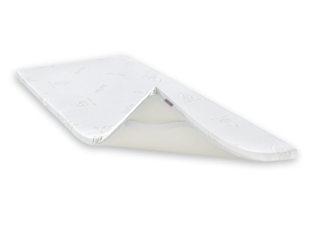 Sleepsy Aloe Vita Memory Foam Topper - umgeschlagene Ecke zeigt den Schaumkern