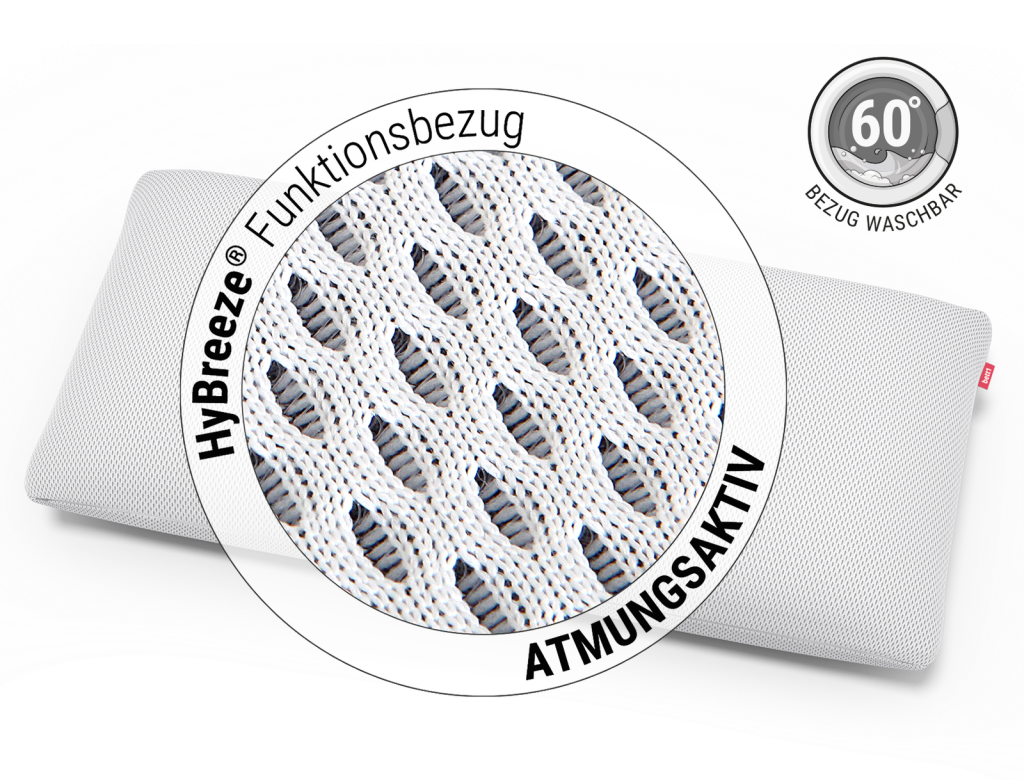 bett1 BODYGUARD Visco-Kissen – Nahaufnahme des HyBreeze Abstandsgestricks
