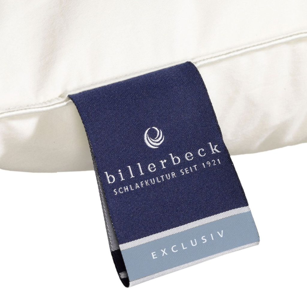 Billerbeck Belvedere 3-Kammer-Kissen – Nahaufnahme des Exclusiv Etiketts