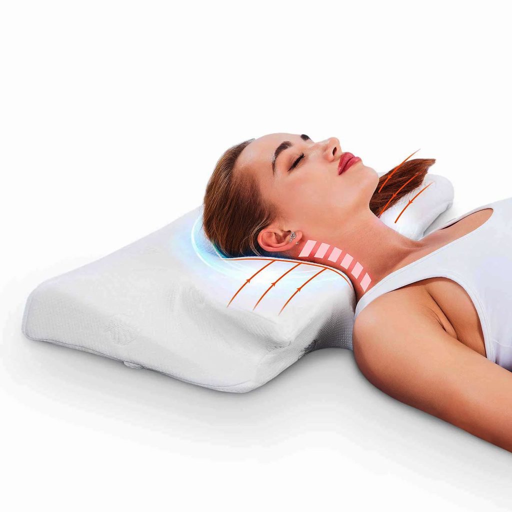 Derila Memory-Foam-Kissen – Seitenansicht mit Nackenmulde
