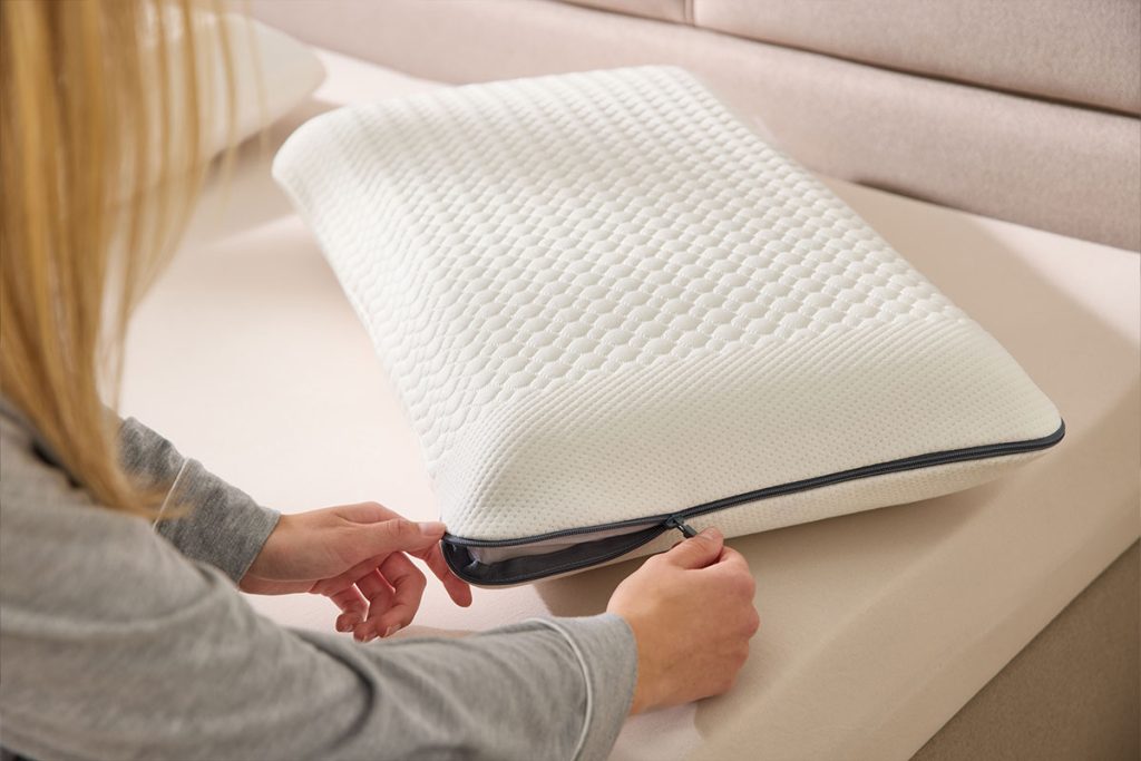 airfect Original Kissen – Nahaufnahme des Bezugs mit Reißverschluss