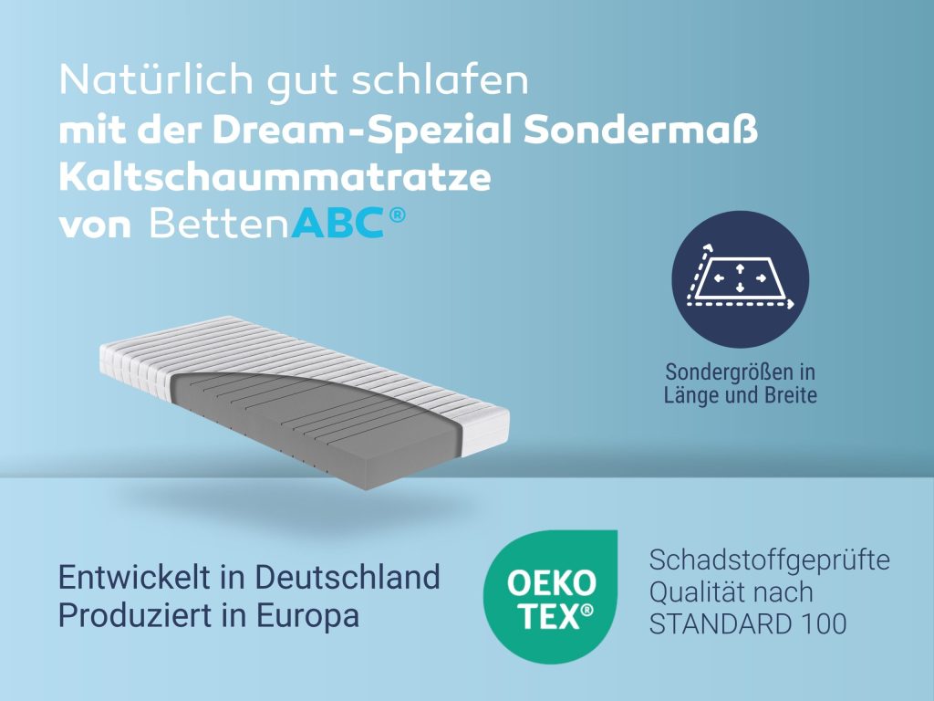 Betten-ABC Dream Spezial Sondermaß – Übersicht zu Sondergrößen und OEKO-TEX Standard 100