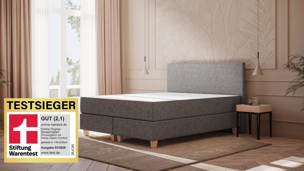 Emma Original Boxspringbett Komplettset mit Topper und Kissen