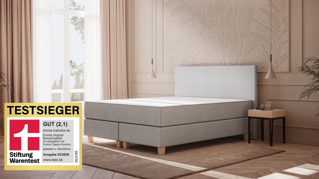 Emma Original Boxspringbett Komplettset mit Topper und Kissen