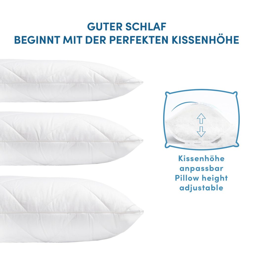 Schlafmond Medicus Clean Kopfkissen – anpassbare Kissenhöhe in drei Stufen