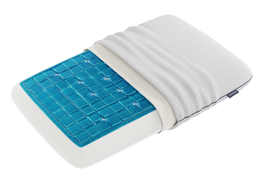 Technogel Original Deluxe Kissen – Bezug zurückgeschlagen, Gelschicht sichtbar