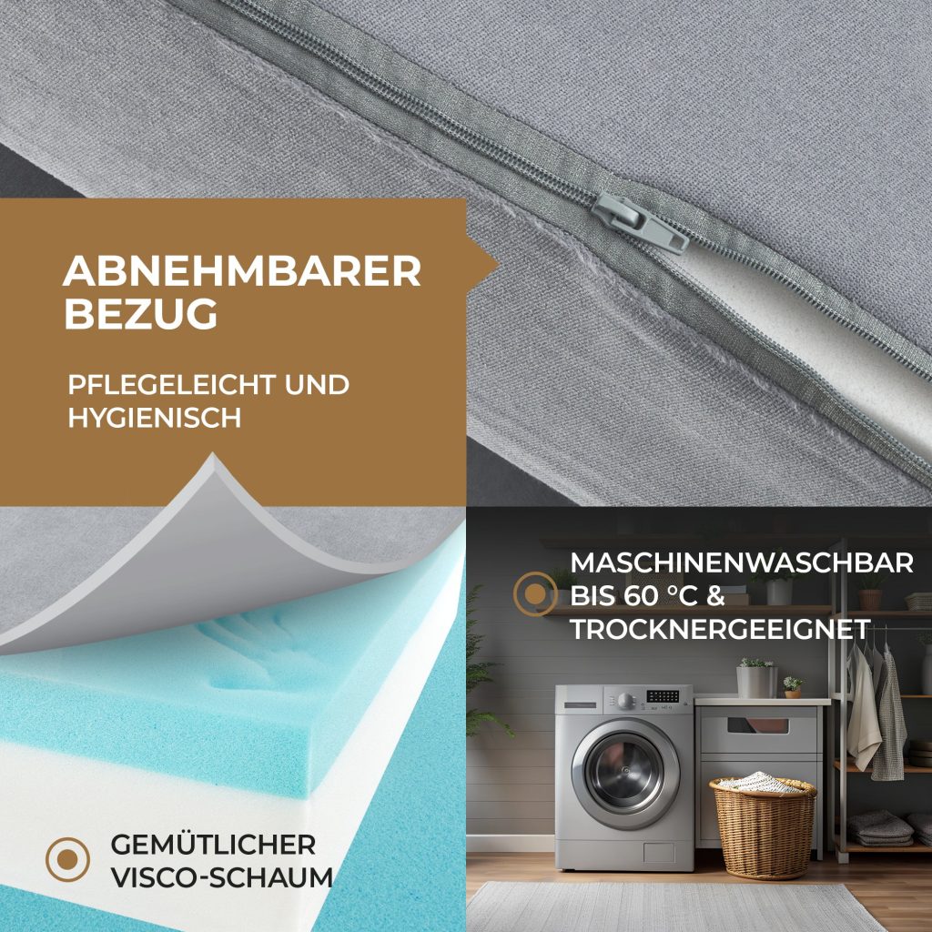Herlag Klappmatratze Gästebett Visco – abnehmbarer Bezug, waschbar bis 60 Grad