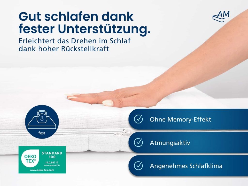 Detailansicht der versteppten Klimafaser im Bezug des AM Quality Basic Toppers