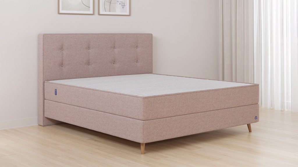 Bruno Boxspringbett Premium mit geknöpftem Kopfteil Opus im Stoff Glory Blush