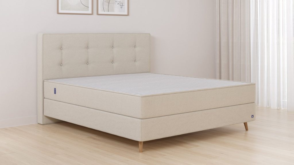 Bruno Boxspringbett Premium mit geknöpftem Kopfteil Opus im Stoff Glory Soft Beige