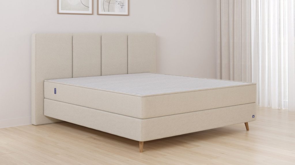 Bruno Boxspringbett Premium mit Kopfteil Vertica im Stoff Glory Soft Beige