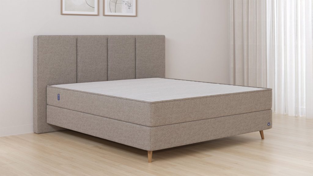 Bruno Boxspringbett Premium mit Kopfteil Vertica im Stoff Glory Taupe