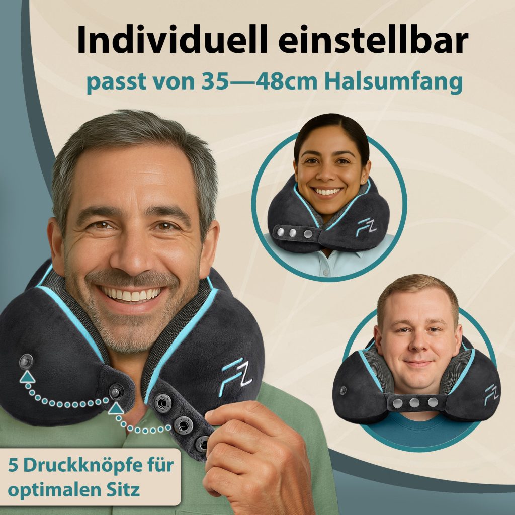 FLOWZOOM Nackenhörnchen COMFY mit fünf Druckknöpfen am Verschluss