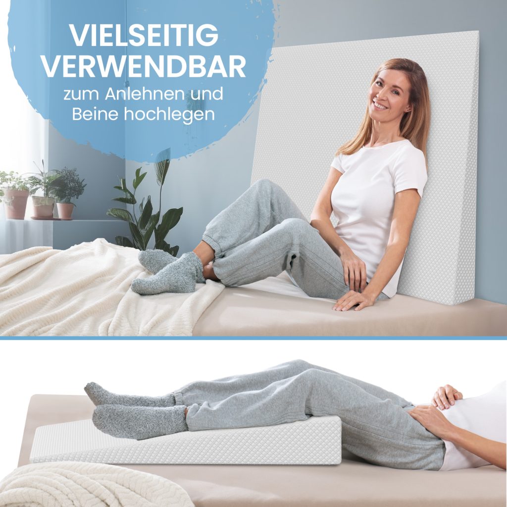 ELONEO Matratzenkeil im Bett, zum Anlehnen und zum Hochlegen der Beine