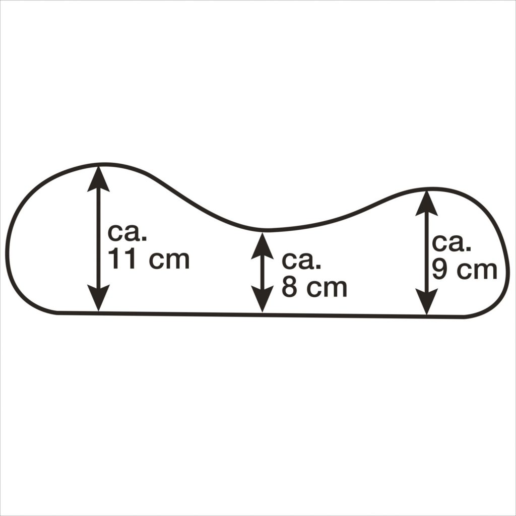 Höhenskizze des WATERTEC Exklusiv mit ca. 11, 8 und 9 cm