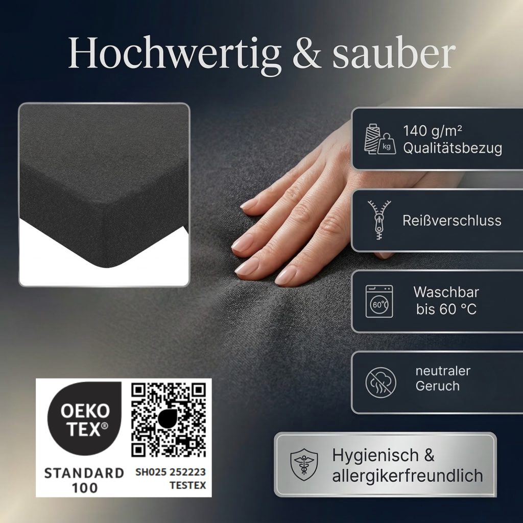 Arensberger Amalia Klappmatratze – Bezugsdetails und OEKO-TEX-Zertifikat