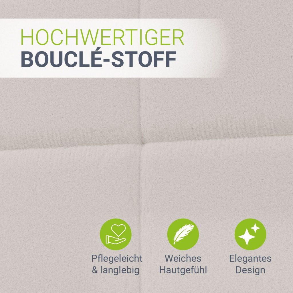 Juskys Polsterbett Florenz – Nahaufnahme des Bouclé-Stoffs