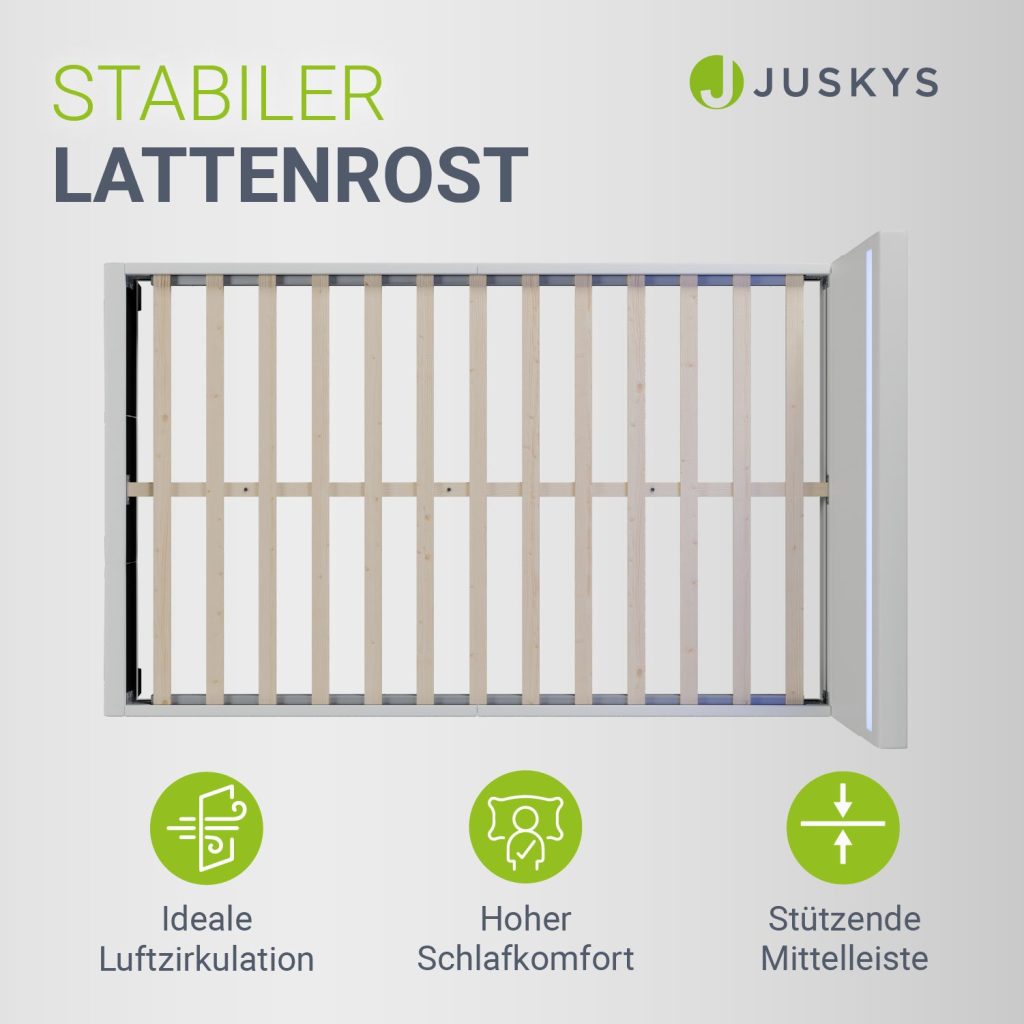 Juskys Polsterbett Paris – zweiteiliger Lattenrost mit Mittelleiste