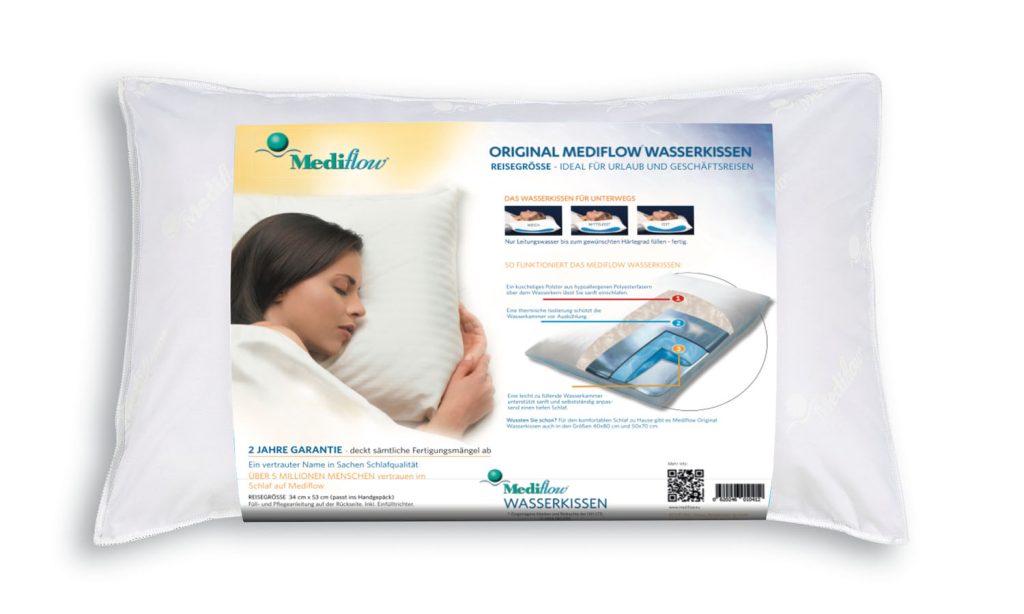 Mediflow Original Reisewasserkissen 1041 – Verpackung mit Reisegröße 34x53 cm
