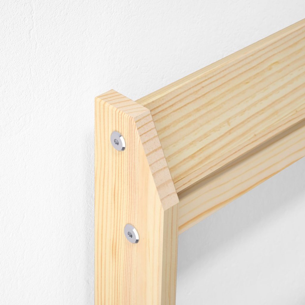 IKEA NEIDEN Bettgestell – Nahaufnahme der Holzverbindung aus Kiefer