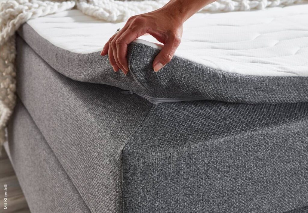Poco Boxspringbett Kenora – aufgenähter Komfortschaum-Topper in der Nahaufnahme