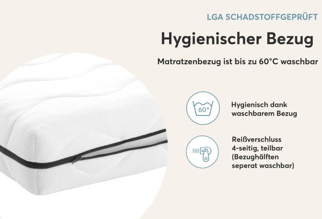 Ravensberger SOFTWELLE Kindermatratze – Nahaufnahme des vierseitigen Reißverschlusses