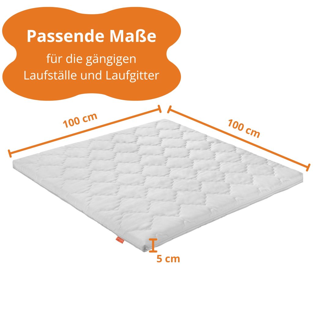 Sleepling Laufgittermatratze – Maßangaben 100 x 100 cm bei 5 cm Höhe