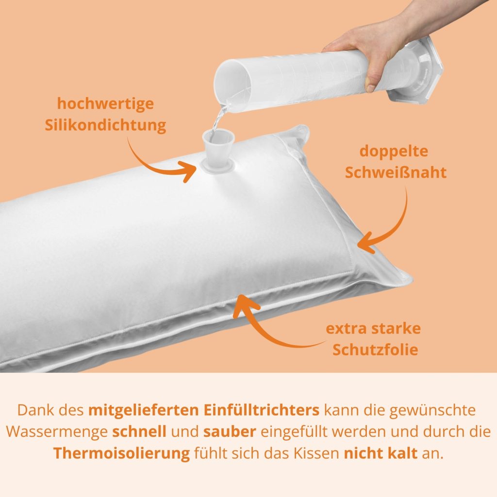 sleepling Wasserkissen – Silikondichtung und doppelte Schweißnaht der Wasserkammer