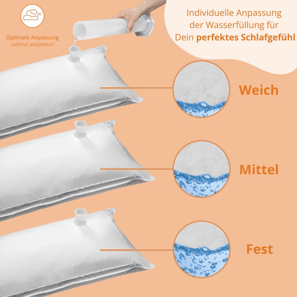 sleepling Wasserkissen – Füllmenge für weich, mittel und fest