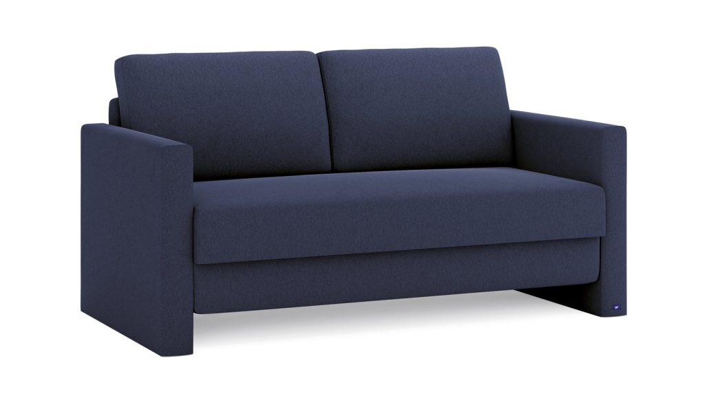 Bruno Schlafsofa in Blau mit schmaler Armlehne, Liegefläche 140x200 cm
