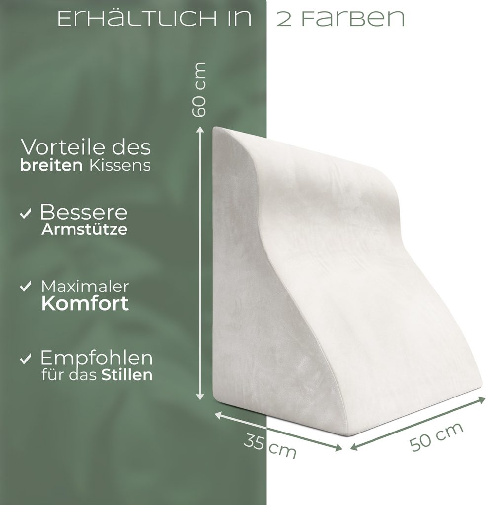 Well B4 Lesekissen – Übersicht der Abmessungen der breiten Version