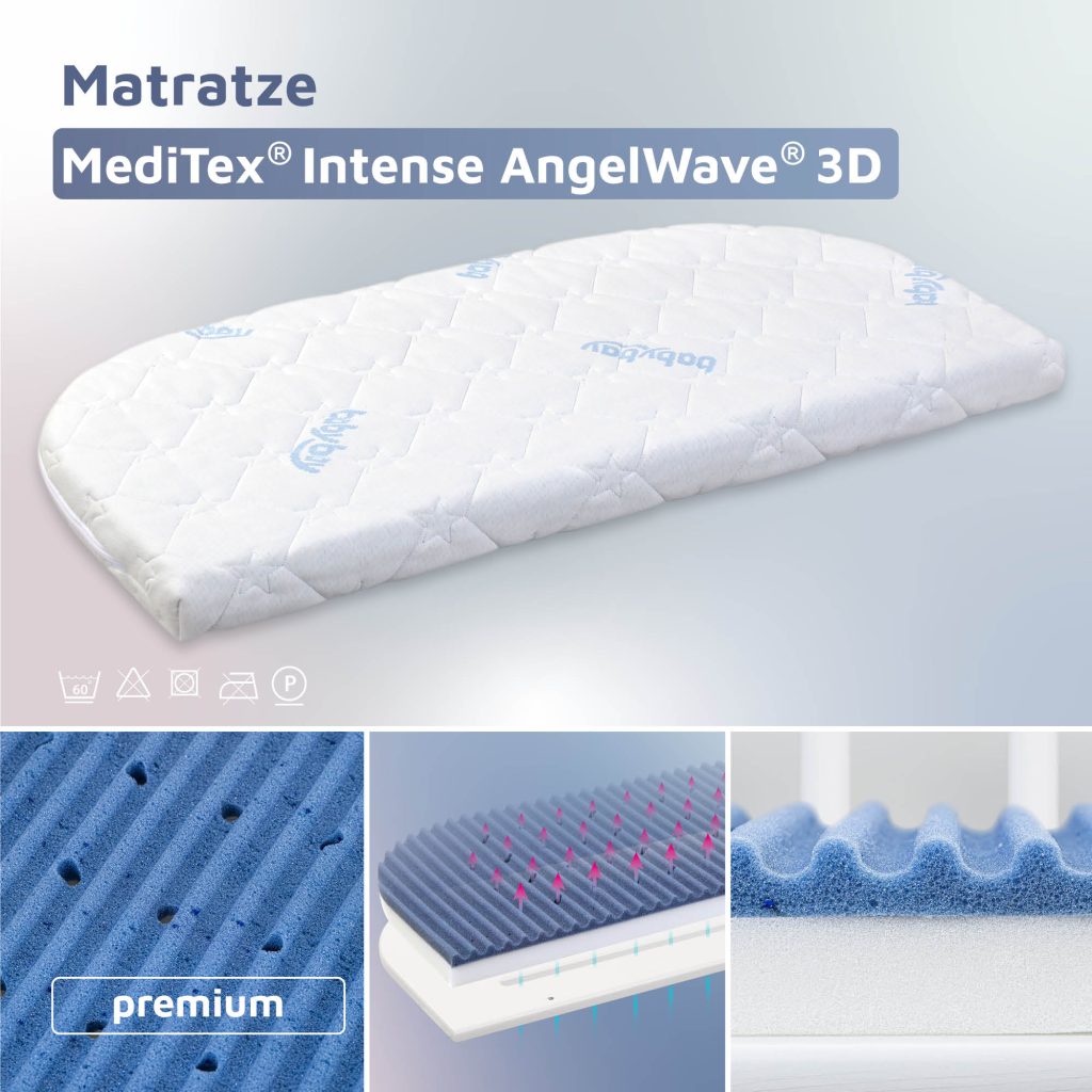 babybay Matratze MediTex Intense AngelWave 3D, Produktgrafik mit Detailansichten