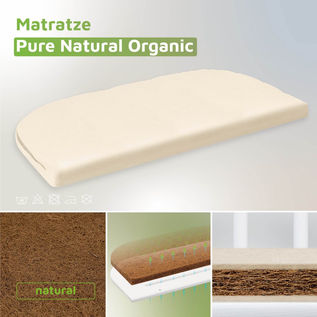 babybay Matratze Pure Natural Organic, Produktgrafik mit Detailansichten