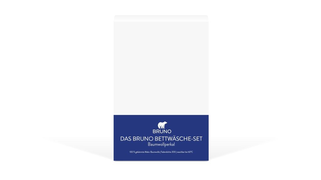 Verpackung des Bruno Bettwäsche-Sets in Weiß