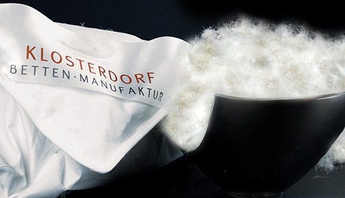 Klosterdorf Daunen Bauchschläferkissen – Daunenfüllung in einer Schale