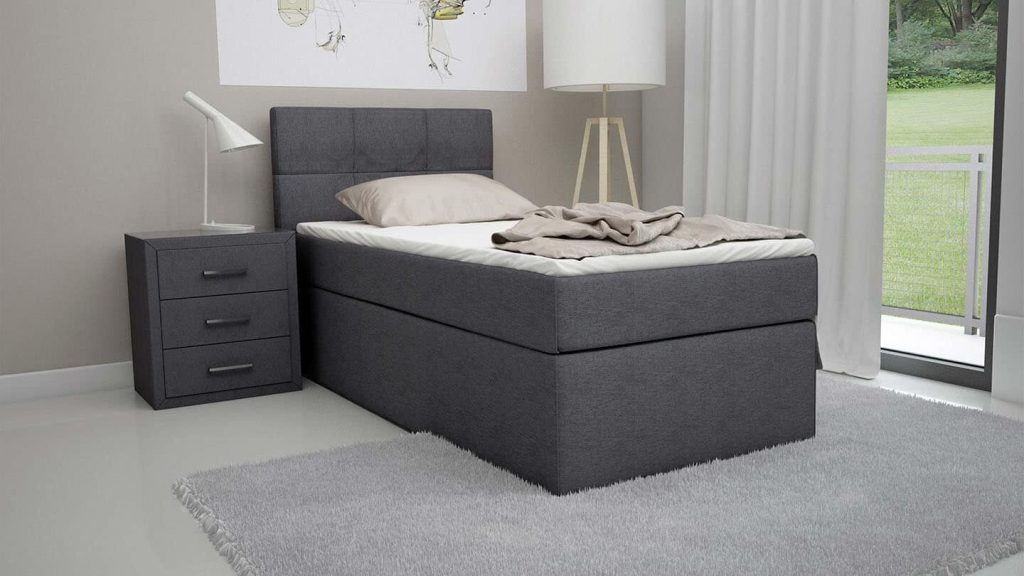 Boxspringbett Bea als Einzelbett mit Nachttisch